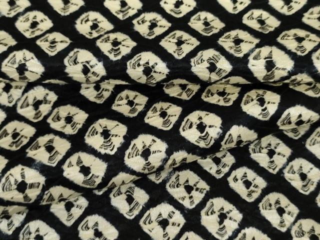 平和屋着物●上質な小紋　総絞り　雲絞り　黒地　正絹　逸品　AABJ9856cs