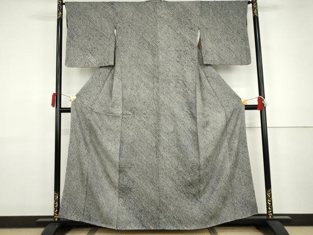 平和屋着物●大変加工の良い総絞り小紋　黒地　正絹　逸品　AABJ9857cs
