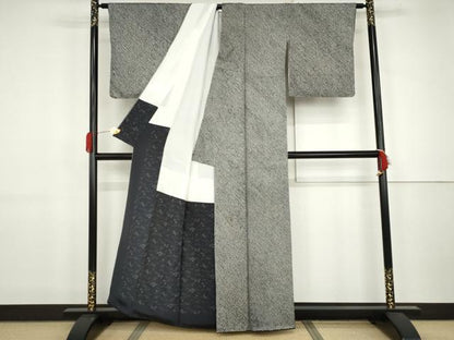 平和屋着物●大変加工の良い総絞り小紋　黒地　正絹　逸品　AABJ9857cs