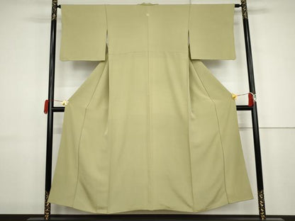 平和屋着物●上質な色無地　枯草色　正絹　逸品　AABJ9864cs