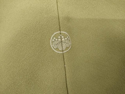 平和屋着物●上質な色無地　枯草色　正絹　逸品　AABJ9864cs