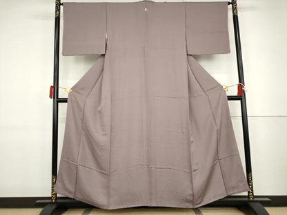 平和屋着物●上質な色無地　網目地紋　浅紫色　正絹　逸品　AABJ9865cs