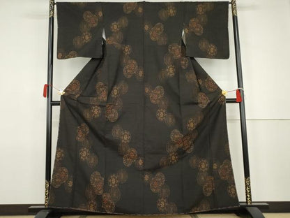 平和屋着物●上質な紬　花源氏車文　正絹　逸品　未使用　AABJ9869cs