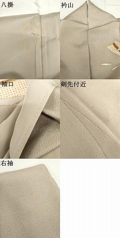 平和屋着物●訪問着　枝葉文　金彩　鬼しぼ縮緬　正絹　逸品　AABJ9871cs