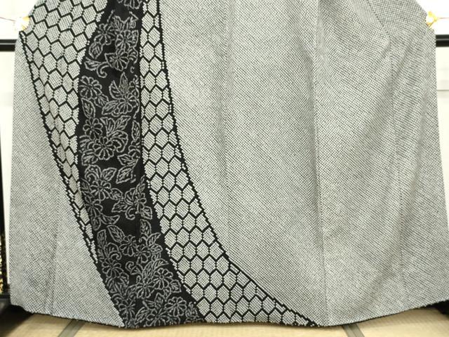 平和屋着物●訪問着　総絞り　亀甲草花文　黒地　正絹　逸品　AABJ9872cs