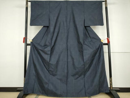 平和屋着物●本場大島紬　市松文　正絹　逸品　未使用　AABJ9874cs