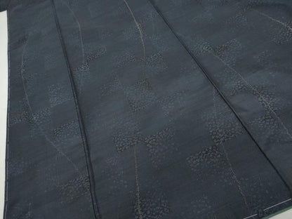 平和屋着物●本場大島紬　市松文　正絹　逸品　未使用　AABJ9874cs