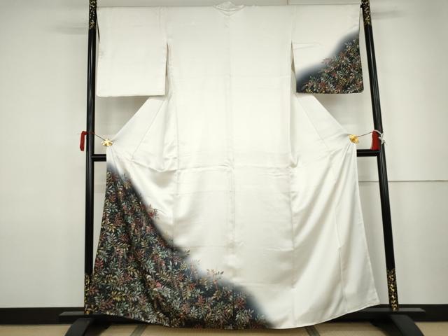 平和屋着物●訪問着　刺繍　枝花文　暈し染め　金糸　金彩　正絹　逸品　AABJ9875cs