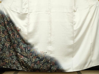 平和屋着物●訪問着　刺繍　枝花文　暈し染め　金糸　金彩　正絹　逸品　AABJ9875cs