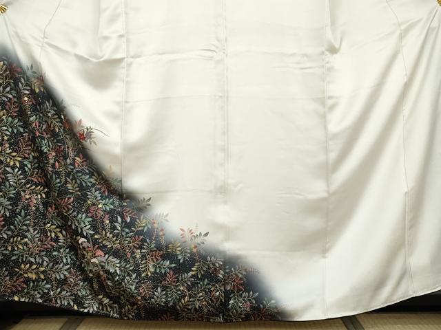 平和屋着物●訪問着　刺繍　枝花文　暈し染め　金糸　金彩　正絹　逸品　AABJ9875cs