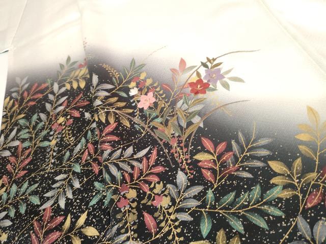 平和屋着物●訪問着　刺繍　枝花文　暈し染め　金糸　金彩　正絹　逸品　AABJ9875cs