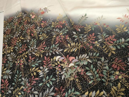 平和屋着物●訪問着　刺繍　枝花文　暈し染め　金糸　金彩　正絹　逸品　AABJ9875cs