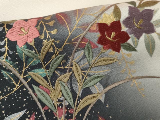 平和屋着物●訪問着　刺繍　枝花文　暈し染め　金糸　金彩　正絹　逸品　AABJ9875cs