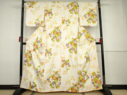 平和屋着物●上質な小紋　草花文　金彩　正絹　逸品　AABJ9882cs