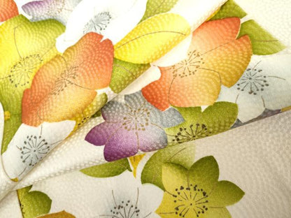 平和屋着物●上質な小紋　草花文　金彩　正絹　逸品　AABJ9882cs