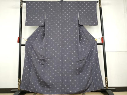 平和屋着物●上質な小紋　ろうけつ染　十字　正絹　逸品　AABJ9884cs