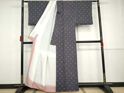 平和屋着物●上質な小紋　ろうけつ染　十字　正絹　逸品　AABJ9884cs