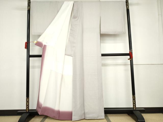 平和屋着物●上質な小紋　縞　正絹　逸品　AABJ9889cs