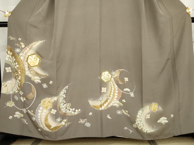 平和屋着物●豪華色留袖　友禅　駒刺繍　吉祥宝尽くし　福　寿　暈し染め　金彩　正絹　逸品　AABJ9893cs