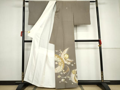 平和屋着物●豪華色留袖　友禅　駒刺繍　吉祥宝尽くし　福　寿　暈し染め　金彩　正絹　逸品　AABJ9893cs
