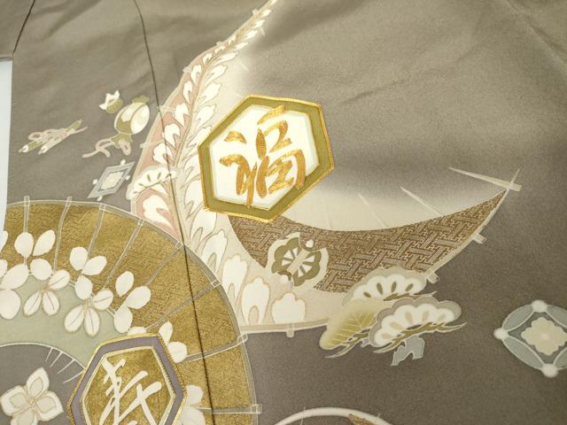 平和屋着物●豪華色留袖　友禅　駒刺繍　吉祥宝尽くし　福　寿　暈し染め　金彩　正絹　逸品　AABJ9893cs