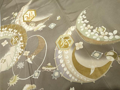 平和屋着物●豪華色留袖　友禅　駒刺繍　吉祥宝尽くし　福　寿　暈し染め　金彩　正絹　逸品　AABJ9893cs