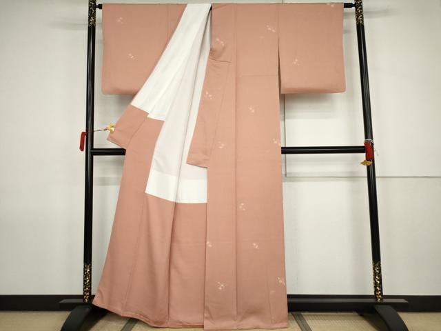平和屋着物●本加賀友禅作家　柿本市郎　小紋　草花文　正絹　逸品　AABJ9895cs