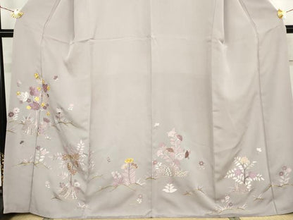 平和屋着物●豪華色留袖　駒刺繍　総刺繍　更紗花文　正絹　逸品　AABJ9898cs