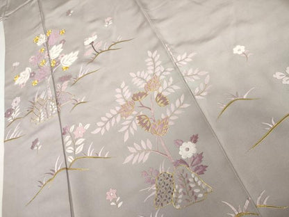 平和屋着物●豪華色留袖　駒刺繍　総刺繍　更紗花文　正絹　逸品　AABJ9898cs