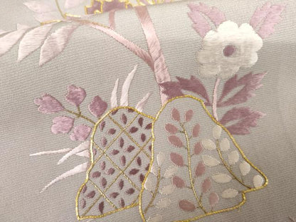 平和屋着物●豪華色留袖　駒刺繍　総刺繍　更紗花文　正絹　逸品　AABJ9898cs