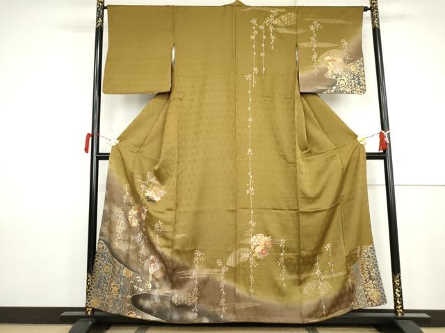平和屋着物●訪問着　雪輪草花文　暈し染め　金銀彩　正絹　逸品　AABJ9899cs