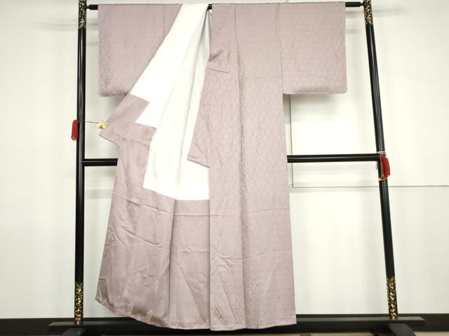 平和屋着物●上質な色無地　花格子地紋　紅藤色　さが美扱い　正絹　逸品　未使用　AABJ9900cs