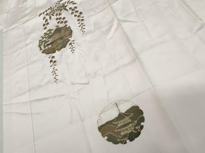 平和屋着物●長襦袢　袷　雪輪京風景文　金彩　さが美扱い　正絹　逸品　未使用　AABJ9904cs