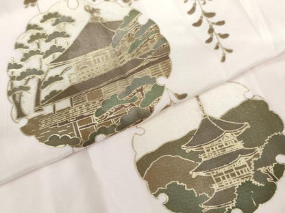 平和屋着物●長襦袢　袷　雪輪京風景文　金彩　さが美扱い　正絹　逸品　未使用　AABJ9904cs