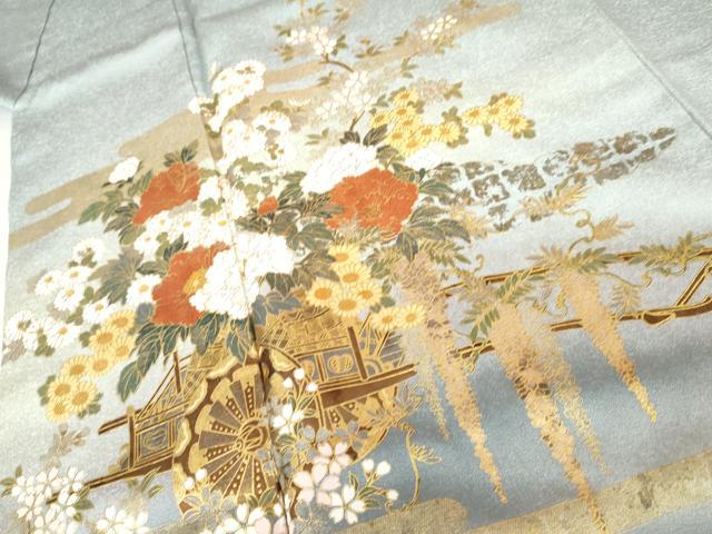 平和屋着物●訪問着　花車文　暈し染め　金彩　正絹　逸品　AABJ9906cs