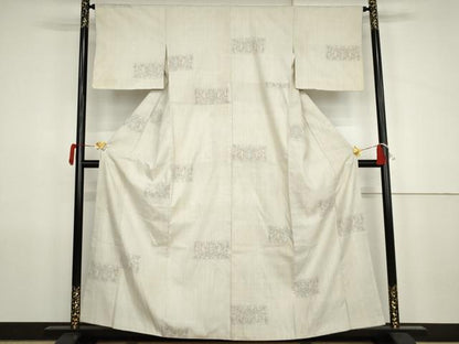 平和屋着物●結城紬　100亀甲　古代壁画文様　正絹　逸品　AABJ9908cs