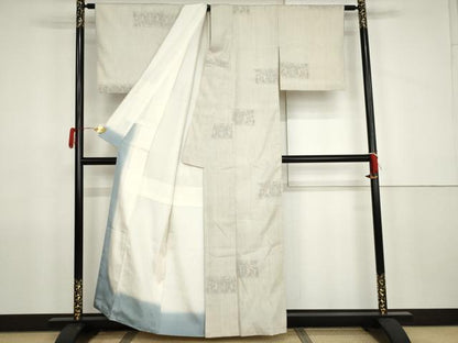 平和屋着物●結城紬　100亀甲　古代壁画文様　正絹　逸品　AABJ9908cs