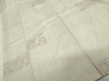 平和屋着物●結城紬　100亀甲　古代壁画文様　正絹　逸品　AABJ9908cs