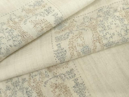 平和屋着物●結城紬　100亀甲　古代壁画文様　正絹　逸品　AABJ9908cs