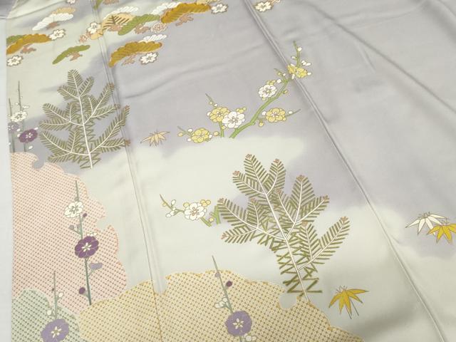 平和屋着物●訪問着　駒刺繍　松竹梅雪輪重ね文　暈し染め　金彩　正絹　逸品　AABJ9909cs