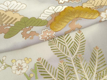 平和屋着物●訪問着　駒刺繍　松竹梅雪輪重ね文　暈し染め　金彩　正絹　逸品　AABJ9909cs
