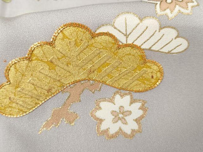 平和屋着物●訪問着　駒刺繍　松竹梅雪輪重ね文　暈し染め　金彩　正絹　逸品　AABJ9909cs