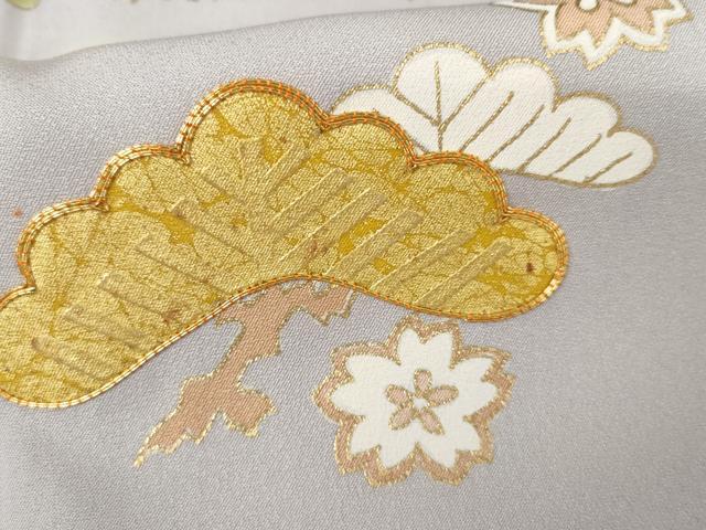 平和屋着物●訪問着　駒刺繍　松竹梅雪輪重ね文　暈し染め　金彩　正絹　逸品　AABJ9909cs