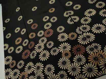 平和屋着物●訪問着　舞花文　黒地　正絹　逸品　AABJ9910cs
