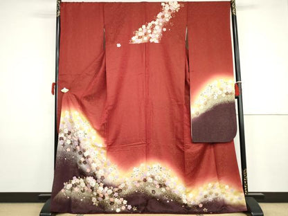平和屋着物●越後十日町の一流染匠　桐屋・翠山工房　振袖　辻が花　暈し染め　金彩　金通し地　正絹　逸品　AABJ9914cs