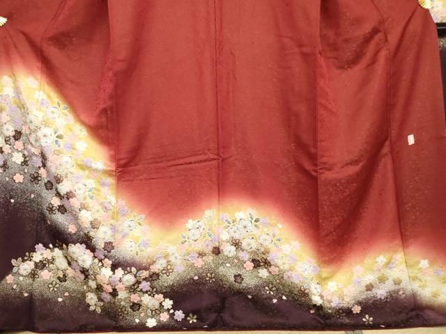 平和屋着物●越後十日町の一流染匠　桐屋・翠山工房　振袖　辻が花　暈し染め　金彩　金通し地　正絹　逸品　AABJ9914cs
