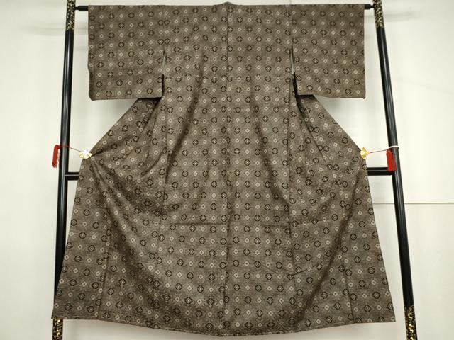 平和屋着物●本場大島紬　龍郷絣　菱文　正絹　逸品　AABJ9915cs