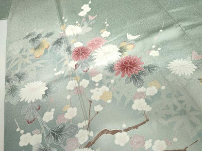 平和屋着物●訪問着　友禅　枝花文　暈し染め　正絹　逸品　AABJ9921cs