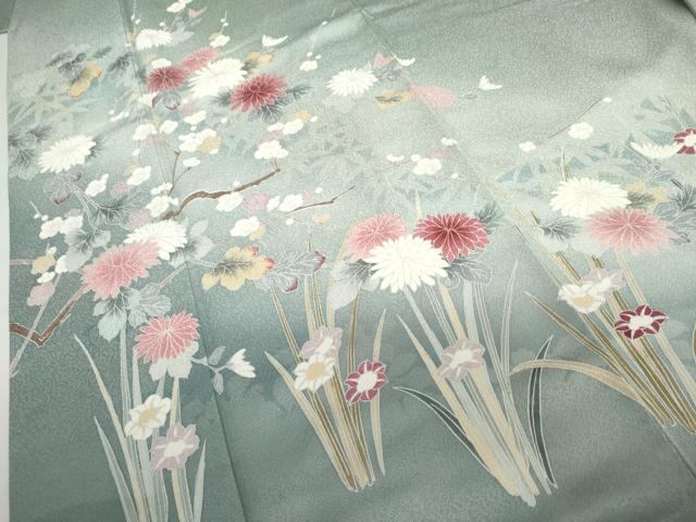 平和屋着物●訪問着　友禅　枝花文　暈し染め　正絹　逸品　AABJ9921cs
