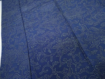 平和屋着物●上質な小紋　型染め　更紗花文　正絹　逸品　AABJ9922cs